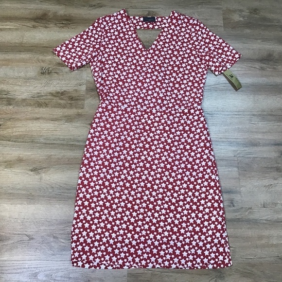 Artee Couture Dress Boho Moon Collection Star Print Pockets Red S/M NEW - Picture 1 of 13